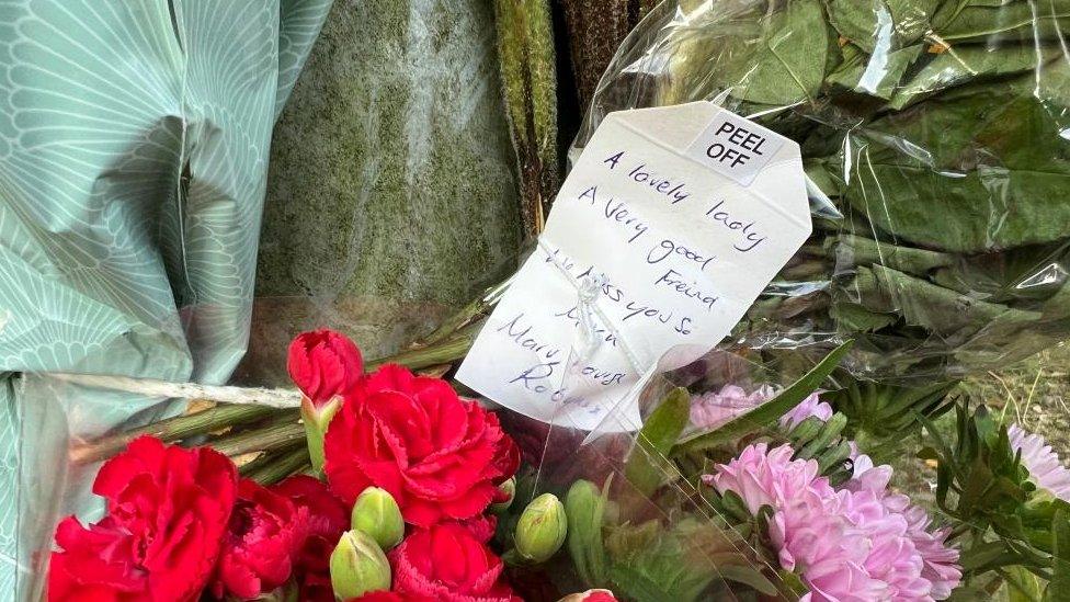 Flowers at the scene where Jane Blackwell died