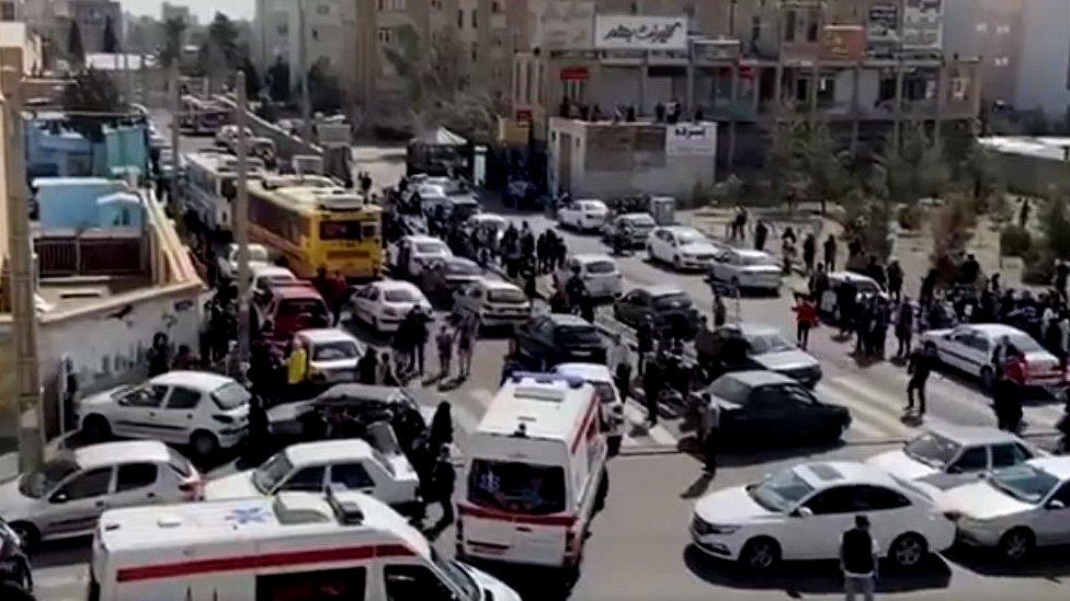 Ambulances parked in front of a school in Tehran