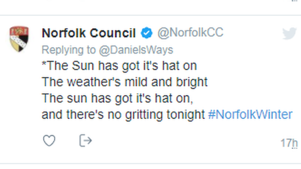 Norfolk County Council tweet