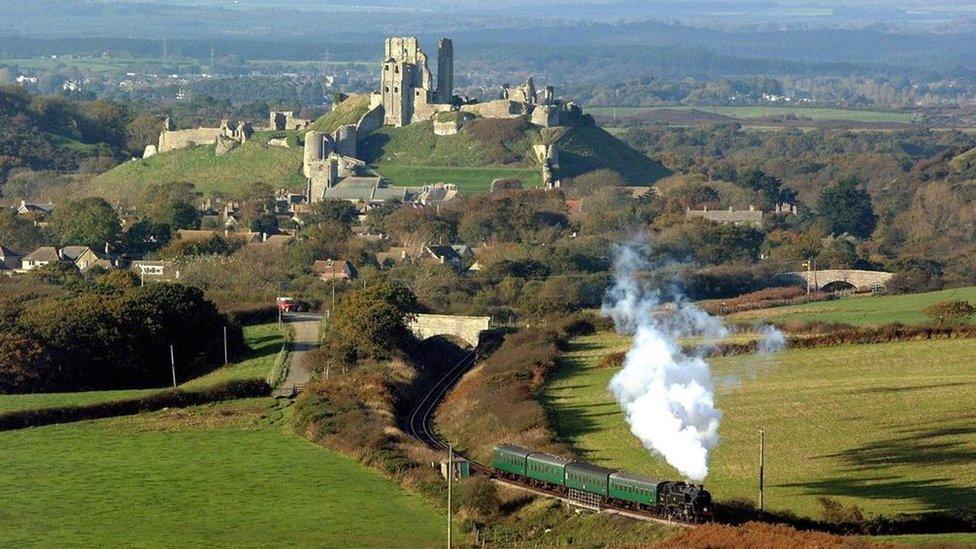 Steam train at Corfe Castle