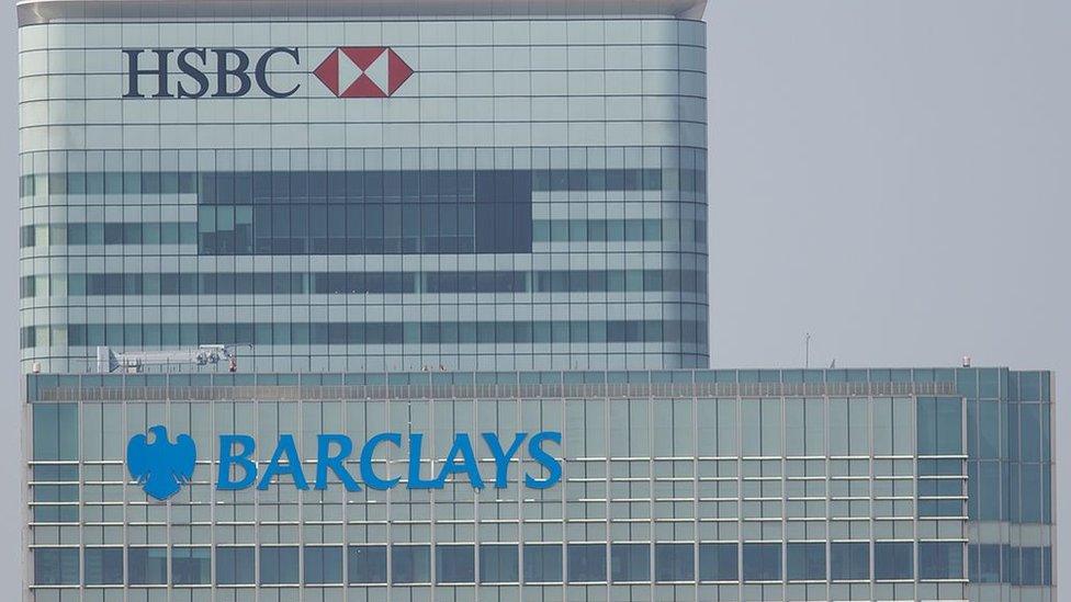 Barclays and HSBC offices in Canary Wharf