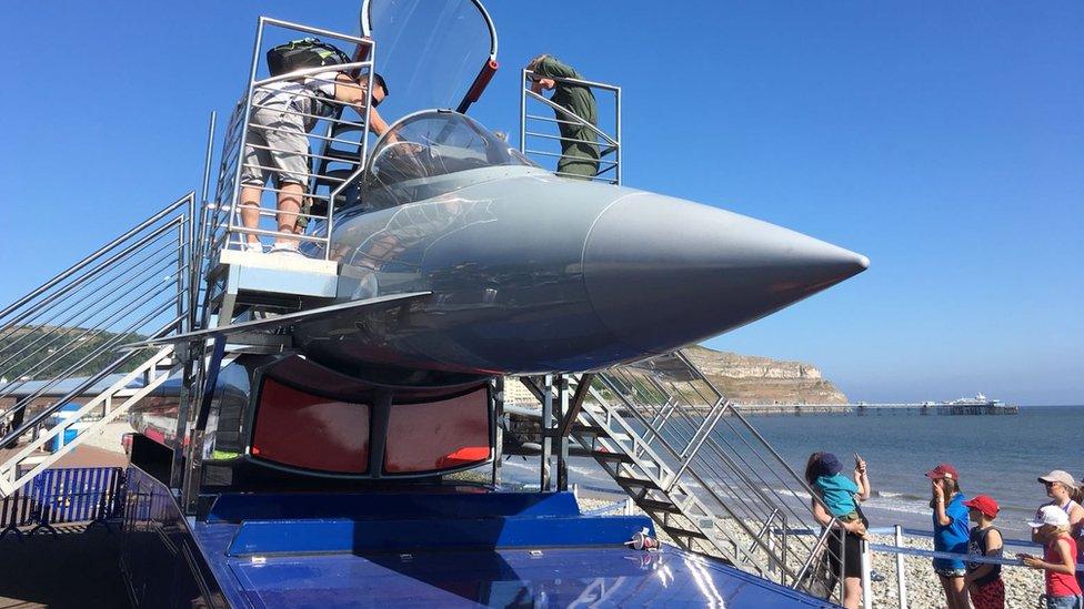 RAF Typhoon draws crowds on Llandudno promenade on Saturday morning