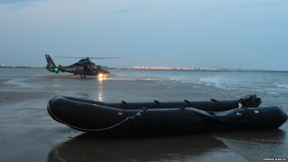 Helicopter and boat