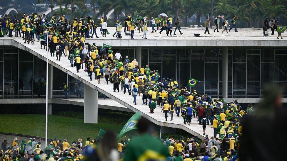 Bolsonaro supporters storm the National Congress in Brasilia, Brazil, 08 January 2023.