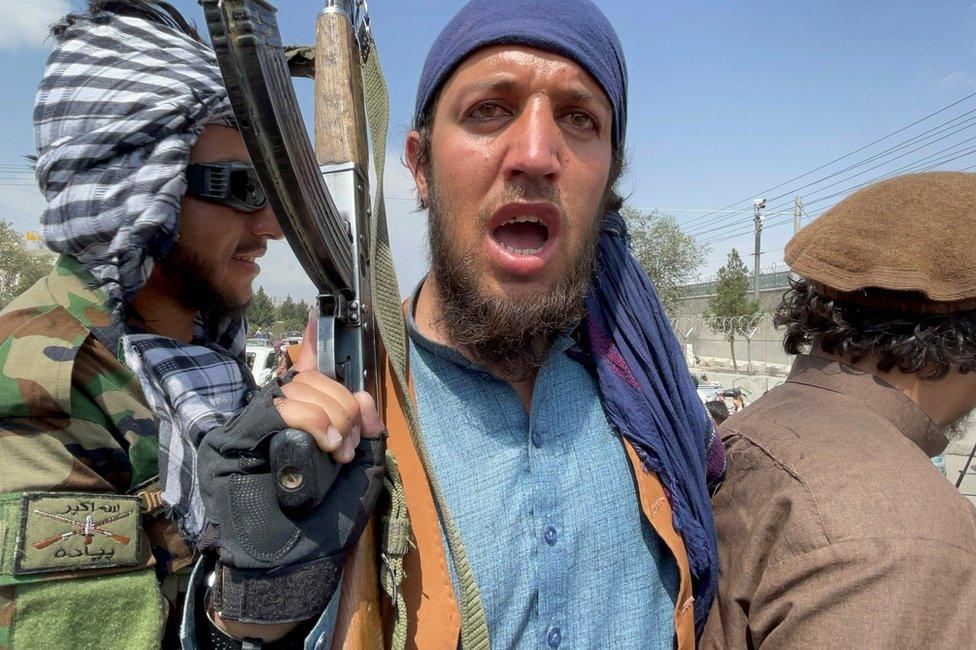 Taliban forces patrol near the entrance gate of Hamid Karzai International Airport, a day after U.S troops withdrawal, in Kabul, Afghanistan August 31, 2021.