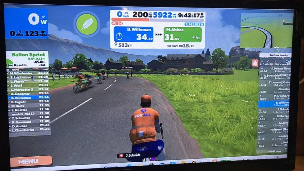 Mr Smith's avatar on cycling platform Zwift