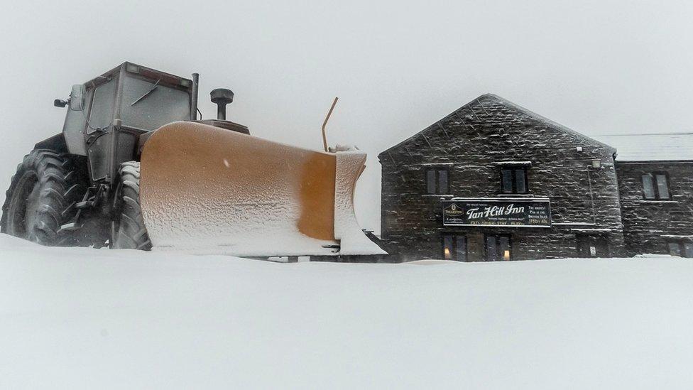 Snow plough at the Tan Hill Inn