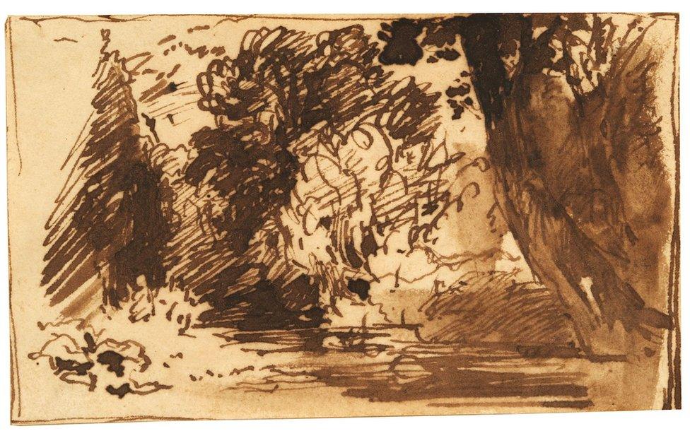 One of the two studies by John Constable