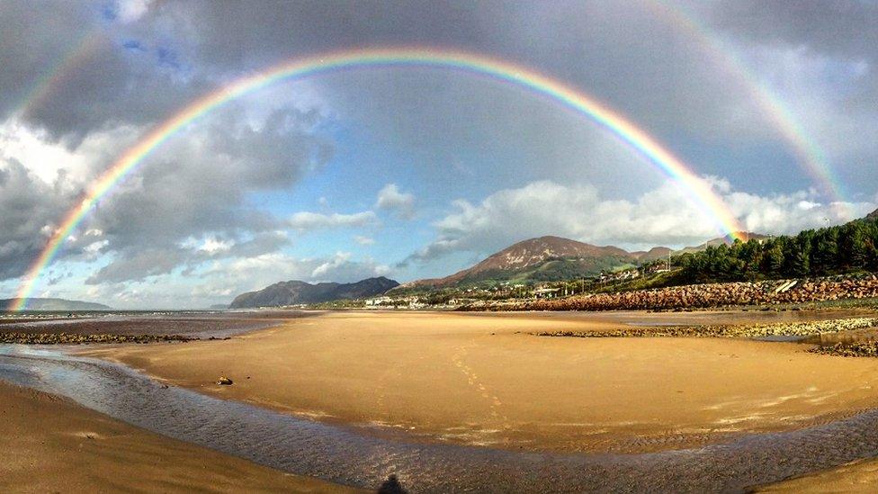 Pamela Hughes captured two rainbows at Penmaenmawr beach, Conwy county