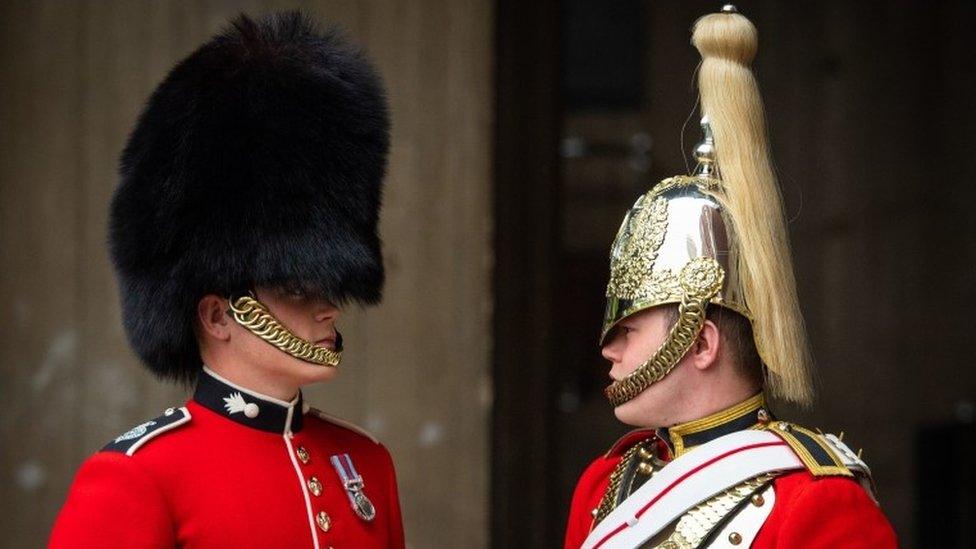 Guardsman Thomas Dell of the Grenadier Guards (left) and his twin brother Trooper Ben Dell of the Household Cavalry