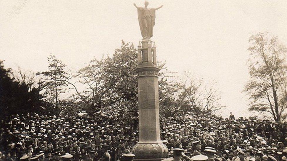 The unveiling of the memorial in 1922 - supplied by Hinckley and Bosworth Borough Council