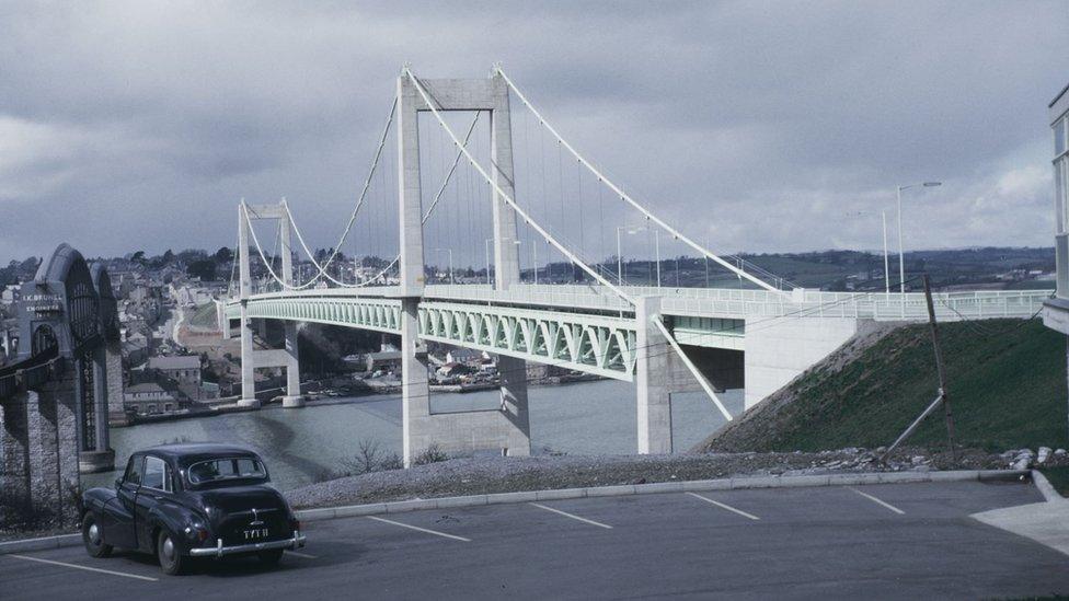 The Tamar Bridge in 1961