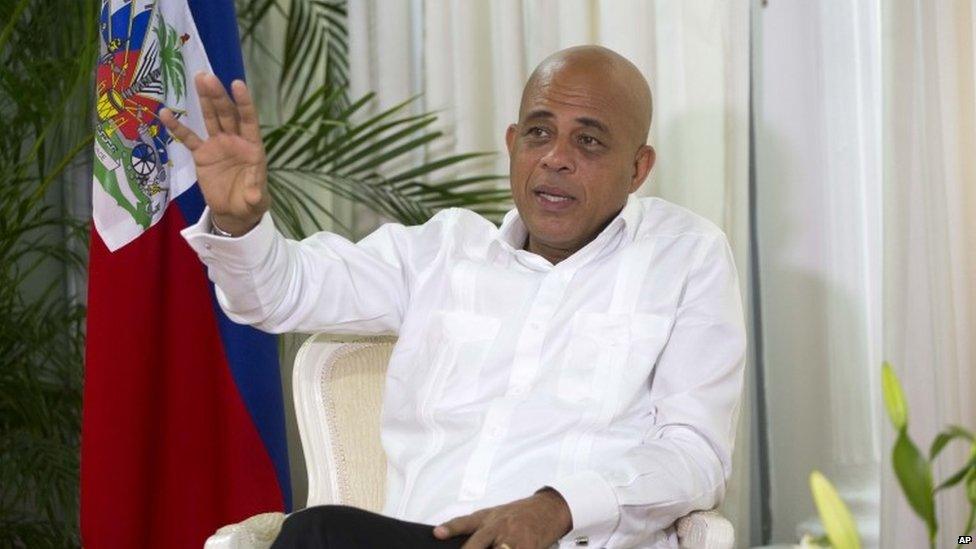 President Michel Martelly speaks during an interview at the National Palace in Port-au-Prince, Haiti (21/12/2015)