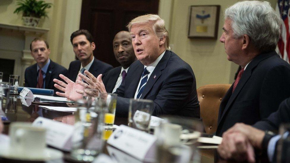 US President Donald Trump meets with the pharmaceutical industry