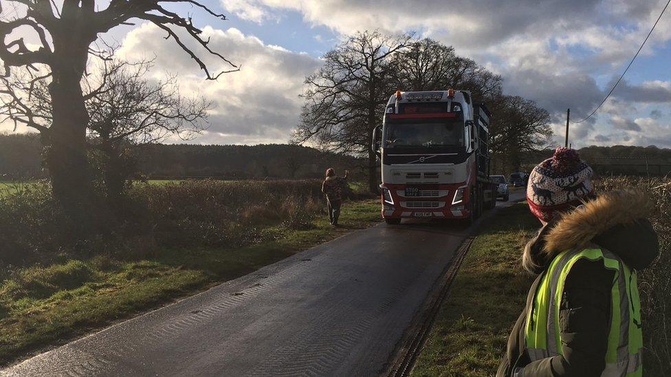 Lorry on road