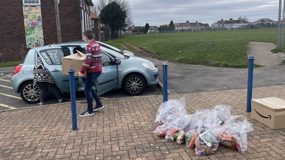 Christmas hampers being distributed from Townhill's Phoenix Centre