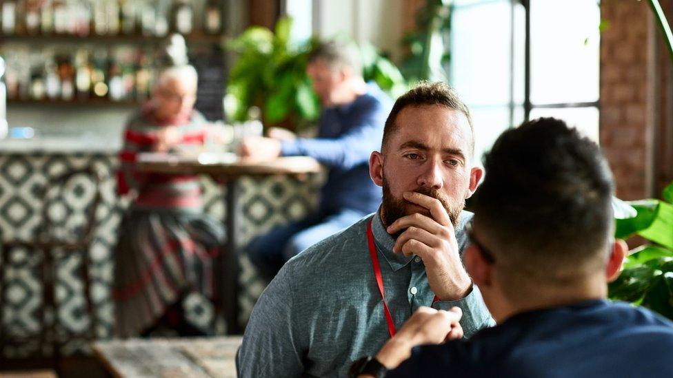 People having lunch in a restaurant