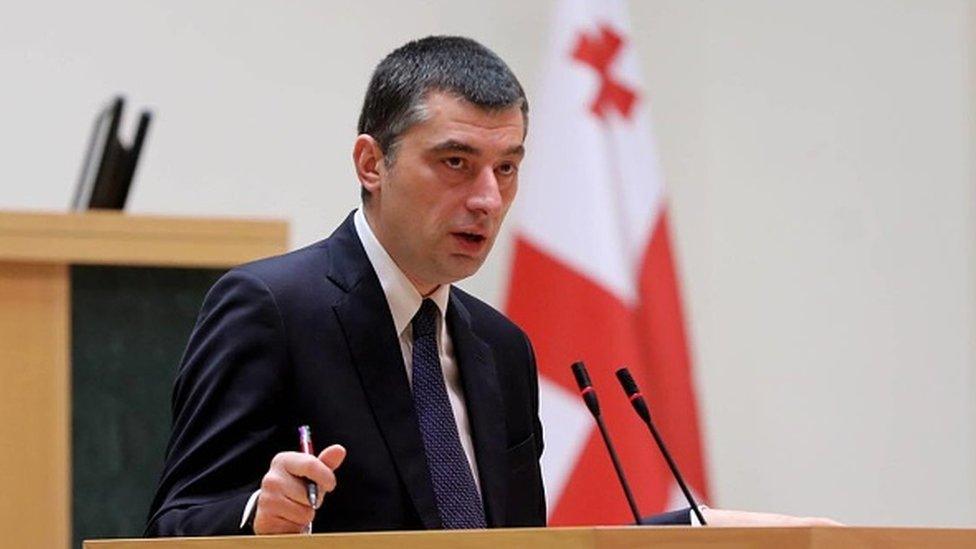 Georgian Prime Minister Giorgi Gakharia gives a speech (file photo)