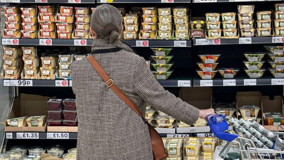 Woman shopping in Tesco