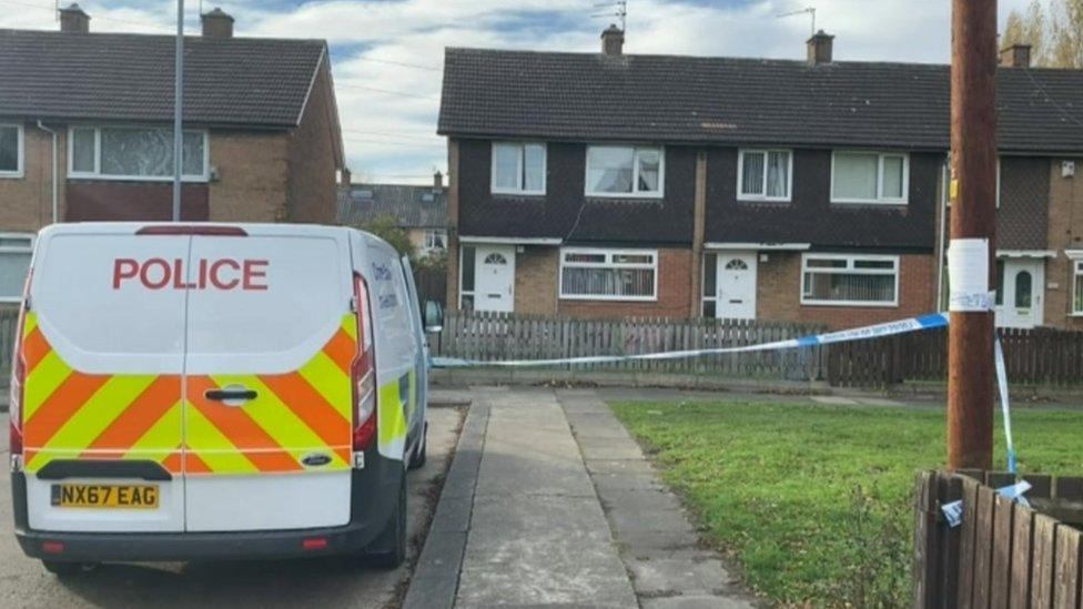 A police van parked at Homerton Road, Middlesbrough