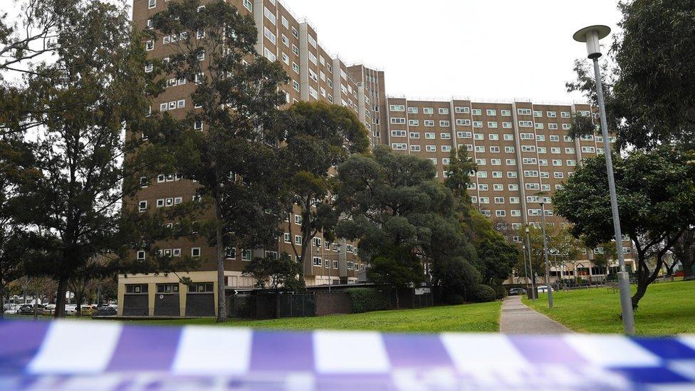 A view of the affected public housing towers in Melbourne