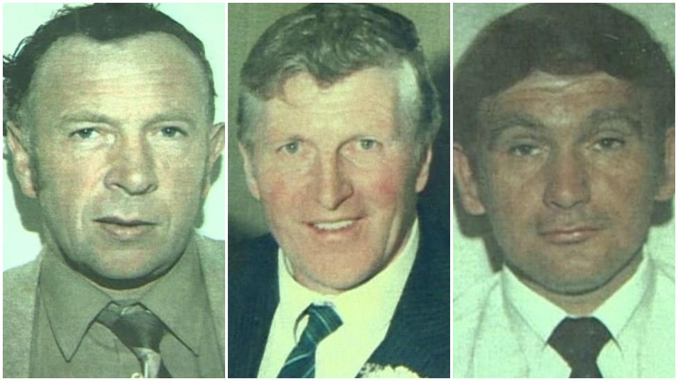 David Wilson, Harold Brown and Victor Cunningham who were killed in a gun attack on a gospel hall in Darkley, County Armagh in 1983