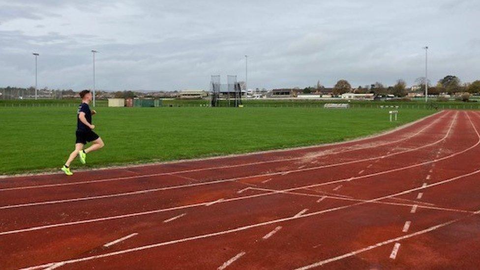 A runner on the track in Hereford