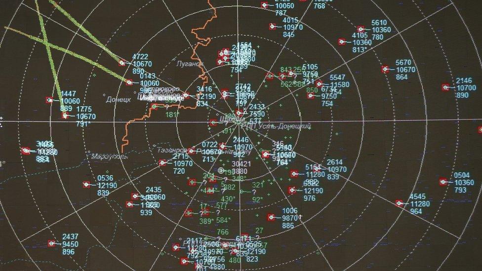 A screen shows what was described as a detailed recording from a Russian radar station located in the Rostov region (26 Sept)