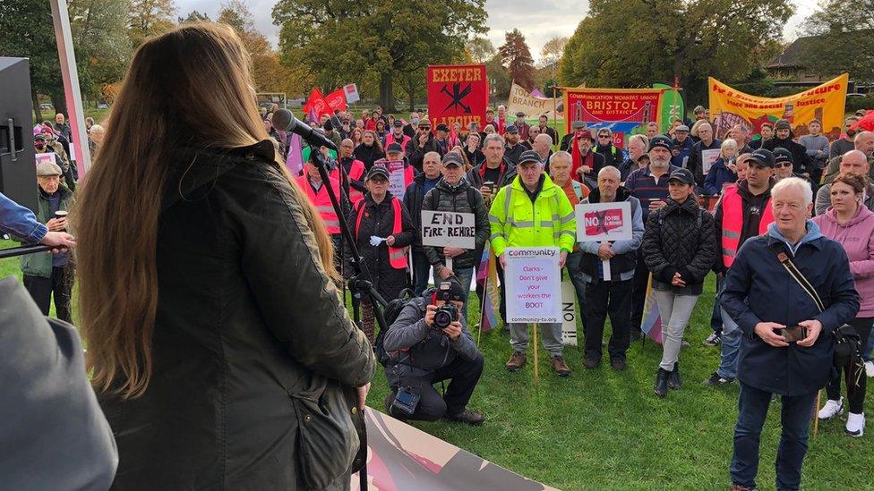 Clarks Village protest rally