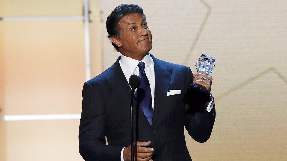 Sylvester Stallone after winning a Critics' Choice Award