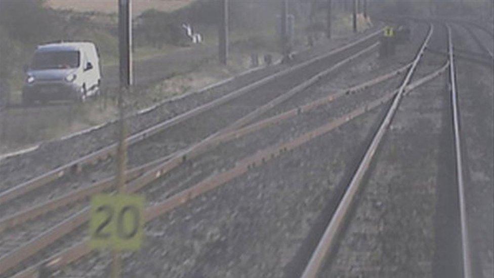 Train approaching a 20mph speed limit sign