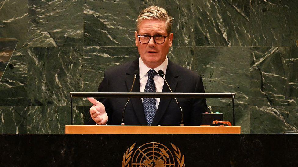 Keir Starmer addresses world leaders at the UN General Assembly in New York City