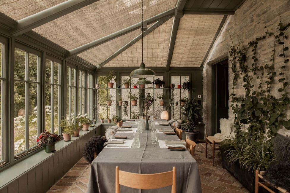 Kinloch Lodge - a restored interior of a conservatory/dining room