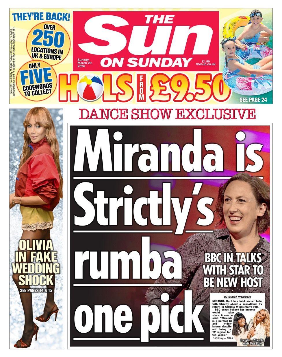 Titulli në faqen e parë të gazetës “The Sun on Sunday” thotë: Miranda është zgjedhja e vetme e rumbës së Strictly-t.