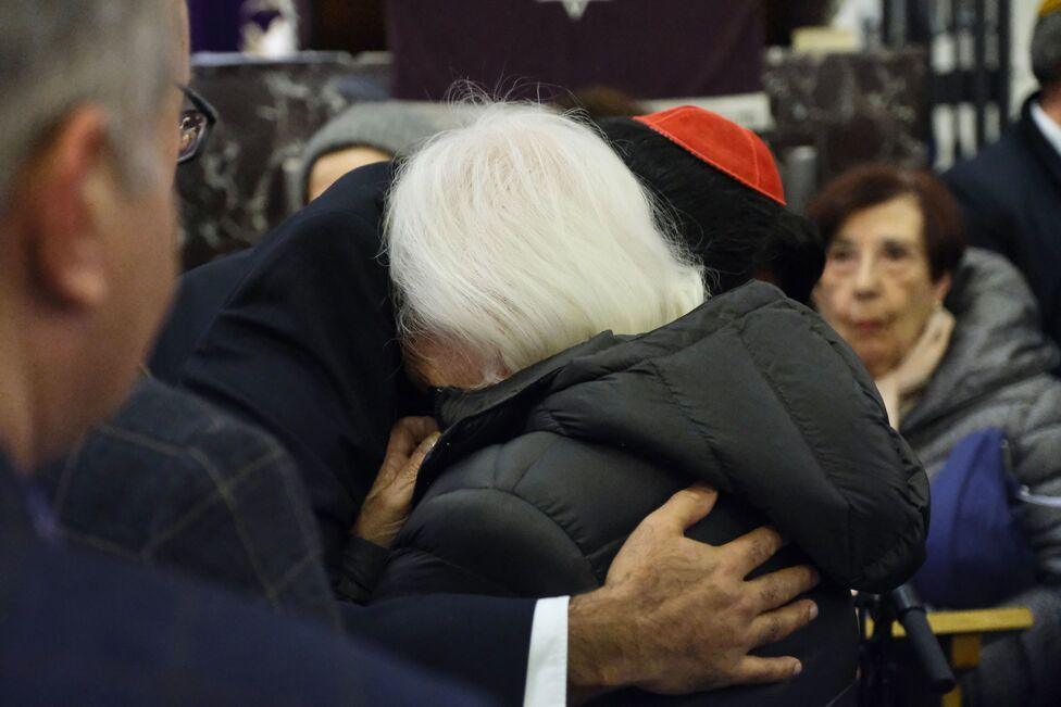 Humza Yousaf and Bernard Cowan's mother during his solidarity service