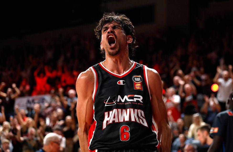 William Hickey of the Illawarra Hawks reacts during game five of the NBL Grand Final Series against Melbourne United on 23 March in Wollongong, Australia.