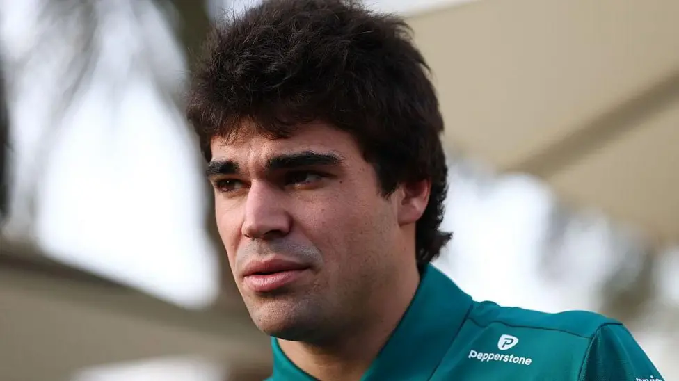 Aston Martin driver Lance Stroll being interviewed on the second day of pre-season testing in Bahrain