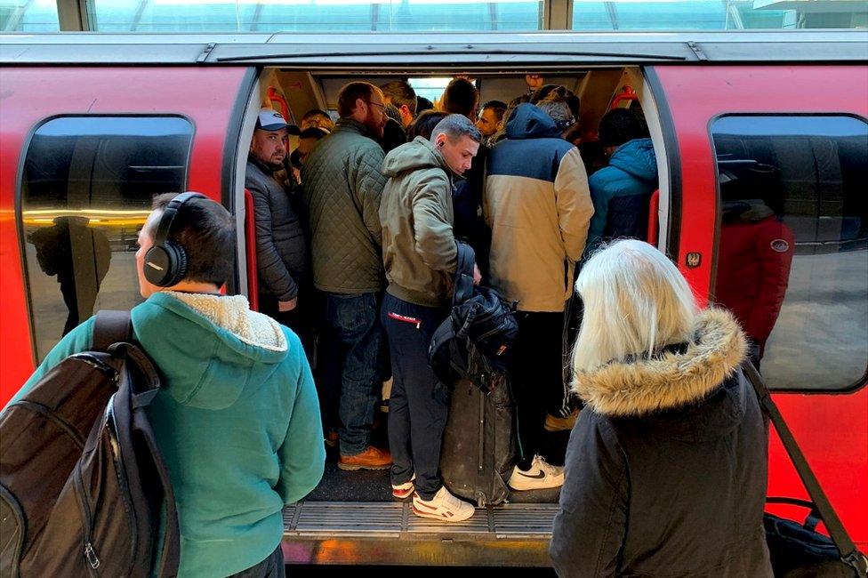 Busy Central Line train