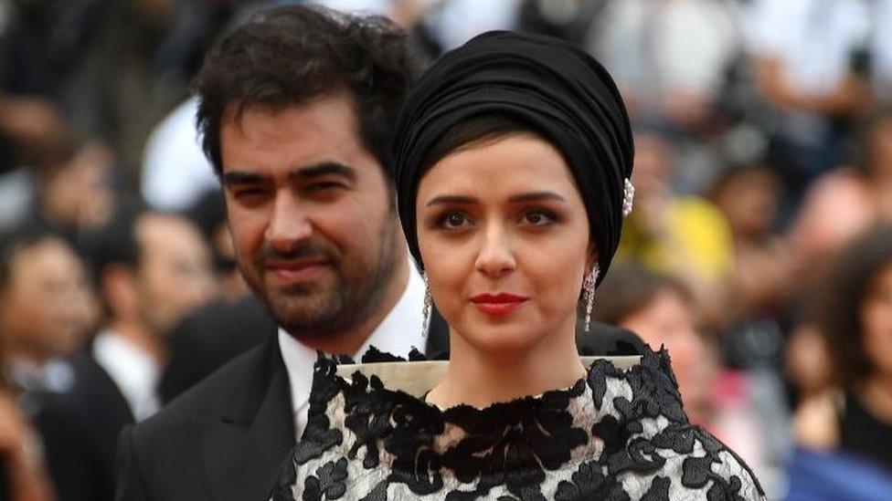 The Salesman stars Shahab Hosseini and actress Taraneh Alidoosti pose in Cannes on May 22, 2016