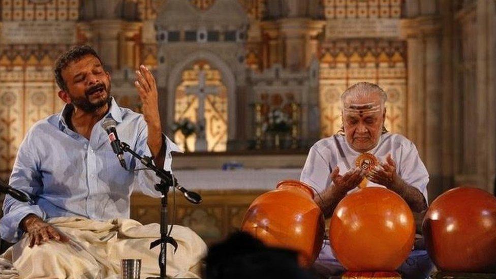 TM Krishna singing in a church