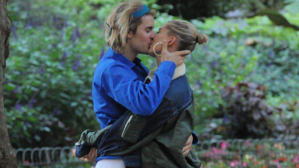 Justin Bieber and Hailey Baldwin at St James park in September