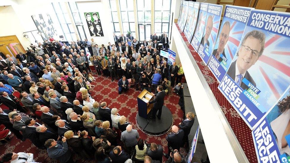 David Cameron speaks to Ulster Unionist Party members