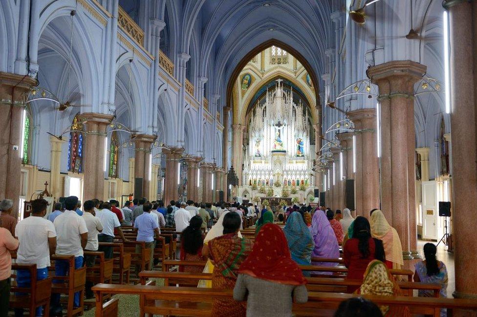 The Catholic Basilica of our Lady of Dolours in the city of Thrissur in Kerala.