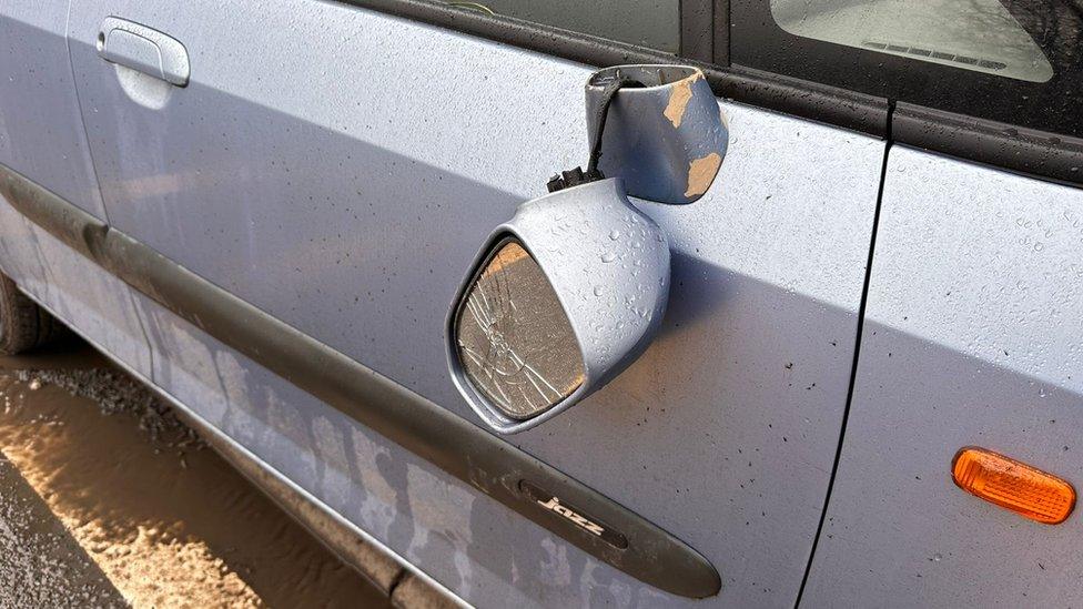 Wing mirror smashed off of a car