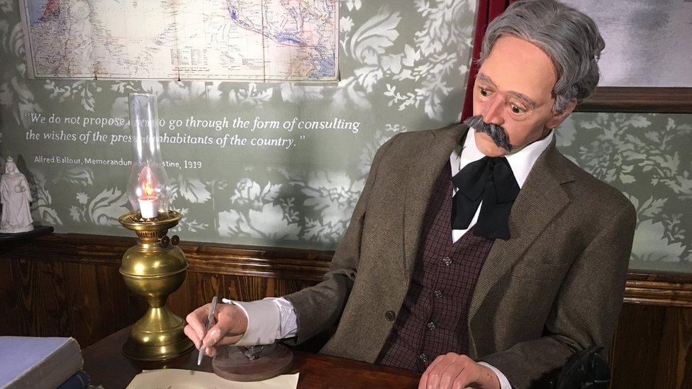 Model of Arthur Balfour in museum in Bethlehem