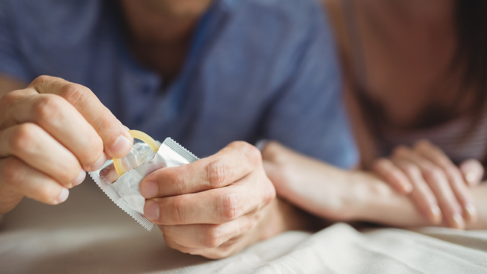 Couple with condom