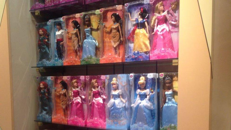 Dolls at Disney store in Nottingham