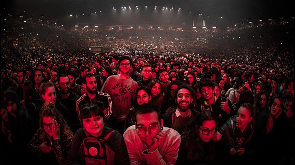 Crowd at Italian singer Calcutta concert at Mediolanum Forum in Assago. Milan (Italy) 20th January, 2019 (Photo by Elena Di Vincenzo/Archivio Elena di Vincenzo/Mondadori Portfolio via Getty Images)