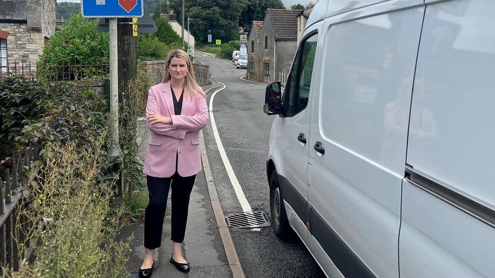 Sian Blackham by the narrow road