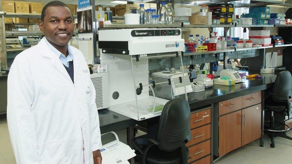 Prof Thumbi Ndung'u in his lab at K-RITH